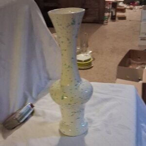 Speckled Cream and Green Vase